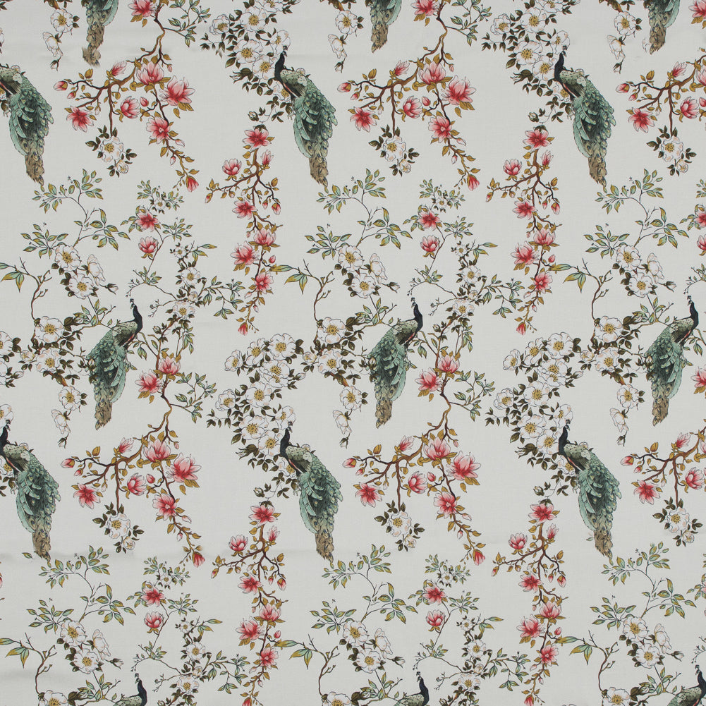 Stretch Cotton Sateen - White Floral - Dignity of Enlightenment Print - Mood Exclusive Key Largo Collection Stretch Cotton Sateen - White Floral - Dignity of Enlightenment Print - Mood Exclusive Key Largo Collection