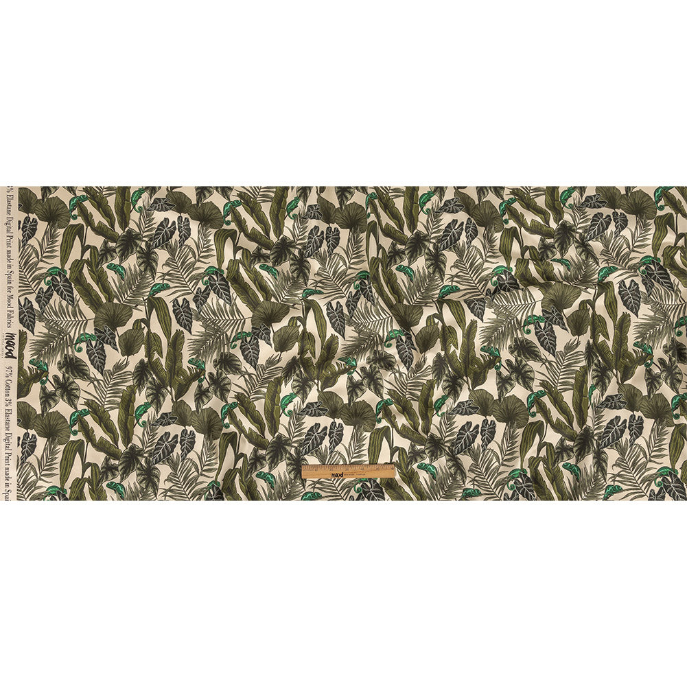 Stretch Cotton Sateen - Green Foliage - Botanical Curiosity Print - Mood Exclusive Key Largo Collection - Full Stretch Cotton Sateen - Green Foliage - Botanical Curiosity Print - Mood Exclusive Key Largo Collection - Full