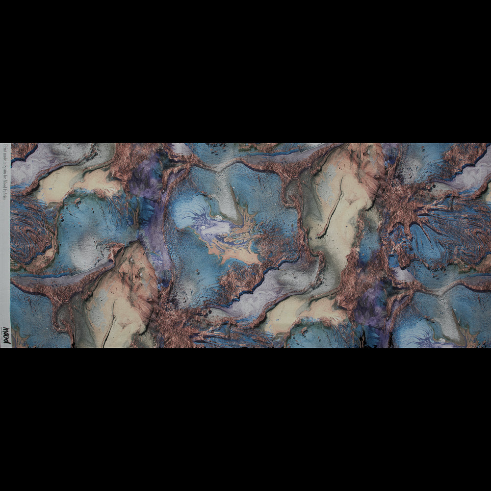 Stretch Cotton Sateen - Blue Abstract - Balance of Peace Print - Mood Exclusive Key Largo Collection - Full Stretch Cotton Sateen - Blue Abstract - Balance of Peace Print - Mood Exclusive Key Largo Collection - Full