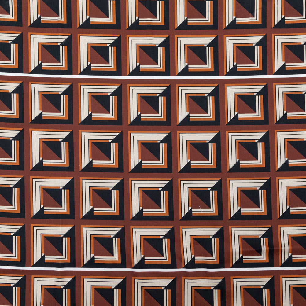 Stretch Cotton Sateen - Brown Geometric Squares - Corn Maze Print - Mood Exclusive Harvest Collection Stretch Cotton Sateen - Brown Geometric Squares - Corn Maze Print - Mood Exclusive Harvest Collection