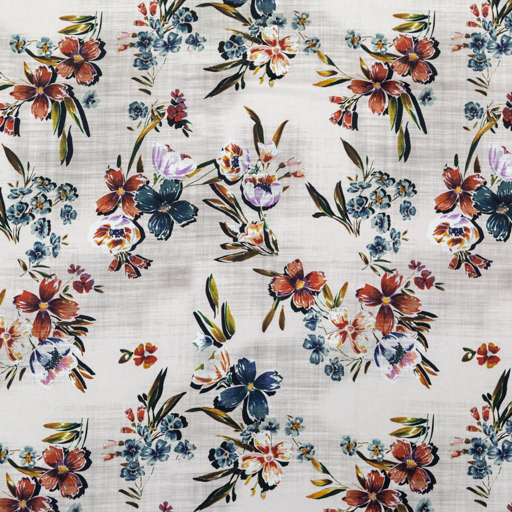 Stretch Cotton Sateen - Off-White FLoral - New Americana Print - Mood Exclusive Harvest Collection Stretch Cotton Sateen - Off-White FLoral - New Americana Print - Mood Exclusive Harvest Collection