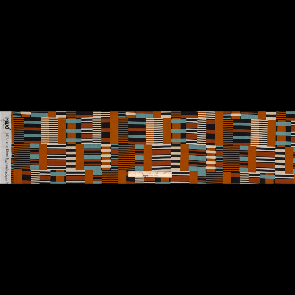 Cotton Voile - Blue and Brown Geometric - Kernel of Truth Print - Mood Exclusive Harvest Collection - Full Cotton Voile - Blue and Brown Geometric - Kernel of Truth Print - Mood Exclusive Harvest Collection - Full