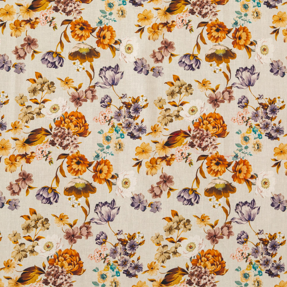Cotton Voile - Cream and Rust Floral - August Rush Print - Mood Exclusive Harvest Collection Cotton Voile - Cream and Rust Floral - August Rush Print - Mood Exclusive Harvest Collection
