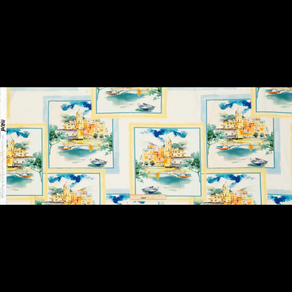 Cotton Voile - Blue and Yellow Waterscapes - Palace Regattas Print - Mood Exclusive St. Tropez Collection - Full Cotton Voile - Blue and Yellow Waterscapes - Palace Regattas Print - Mood Exclusive St. Tropez Collection - Full