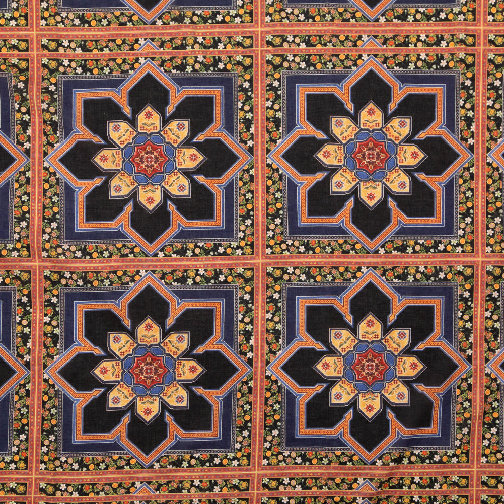 Cotton Voile - Floral Tiles - Mosaic Views Print - Mood Exclusive St. Tropez Collection Cotton Voile - Floral Tiles - Mosaic Views Print - Mood Exclusive St. Tropez Collection