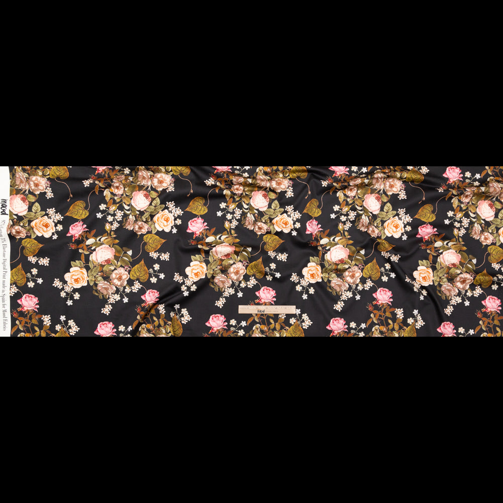 Stretch Cotton Sateen - Black Floral - Blossoms of the Heart Print - Mood Exclusive Kenko Collection - Full Stretch Cotton Sateen - Black Floral - Blossoms of the Heart Print - Mood Exclusive Kenko Collection - Full
