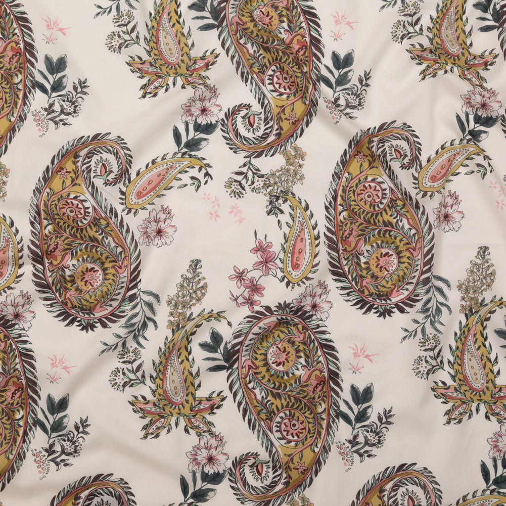 Cotton Voile - Cream Pink Paisleys - Leaving Footmarks Print - Mood Exclusive Kenko Collection Cotton Voile - Cream Pink Paisleys - Leaving Footmarks Print - Mood Exclusive Kenko Collection
