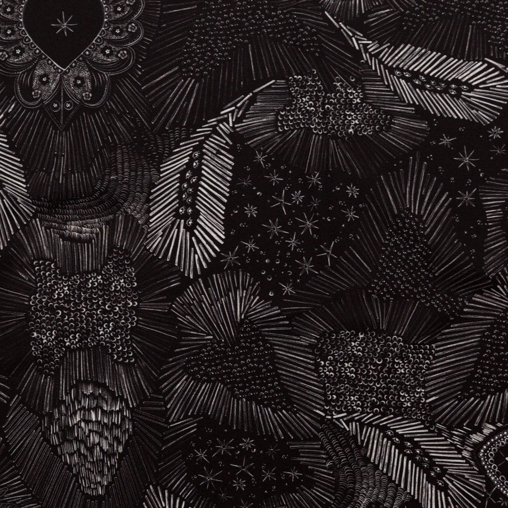 Stretch Polyester Crepe - Black Feathers - Miscellaneous Phenomena Print - Mood Exclusive Crow Collection Stretch Polyester Crepe - Black Feathers - Miscellaneous Phenomena Print - Mood Exclusive Crow Collection