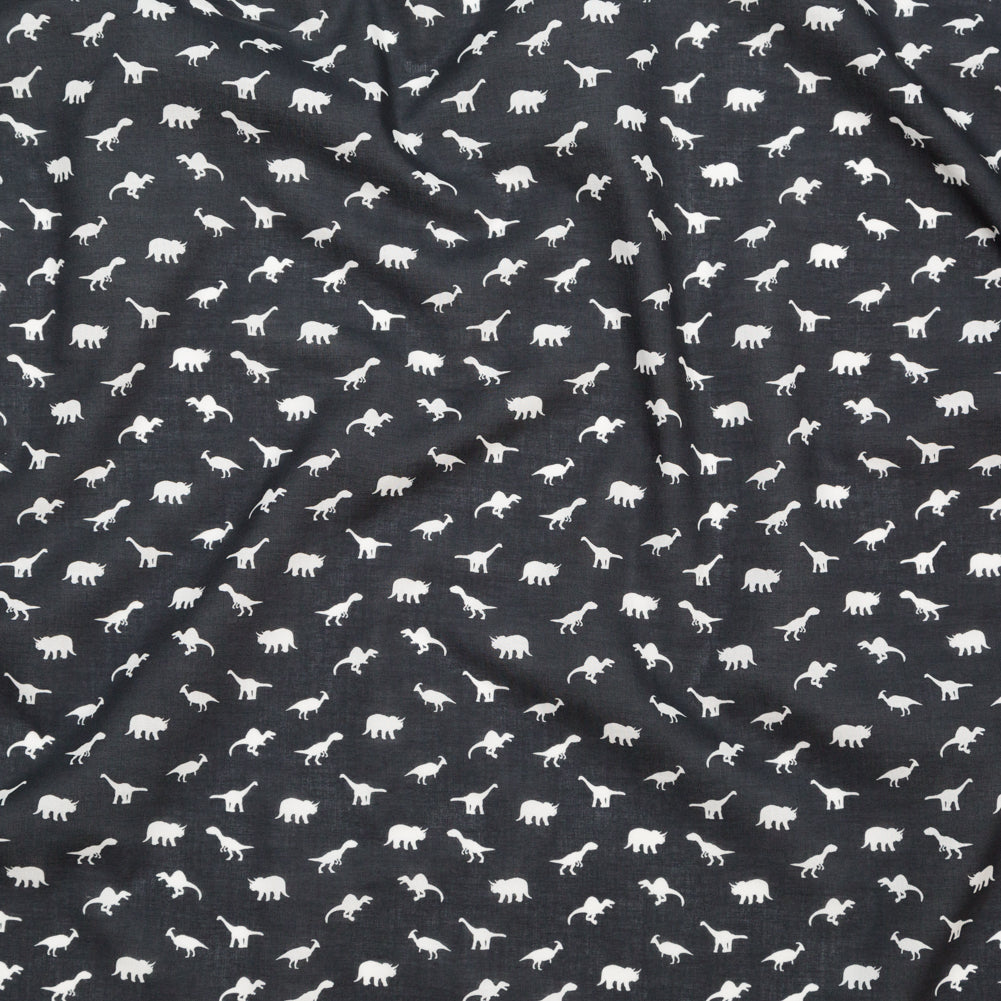 Cotton Voile - Black and White Dinosaurs - Allegorical Dreams and Presentiments Print - Mood Exclusive Crow Collection Cotton Voile - Black and White Dinosaurs - Allegorical Dreams and Presentiments Print - Mood Exclusive Crow Collection
