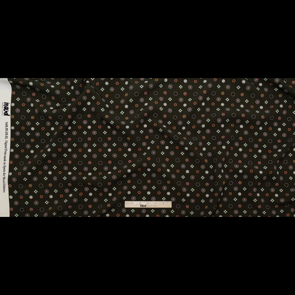 Stretch Polyester Crepe - Olive Green LIttle Medallions - Emblematic Medallions Print - Mood Exclusive Serengeti Collection - Full Stretch Polyester Crepe - Olive Green LIttle Medallions - Emblematic Medallions Print - Mood Exclusive Serengeti Collection - Full