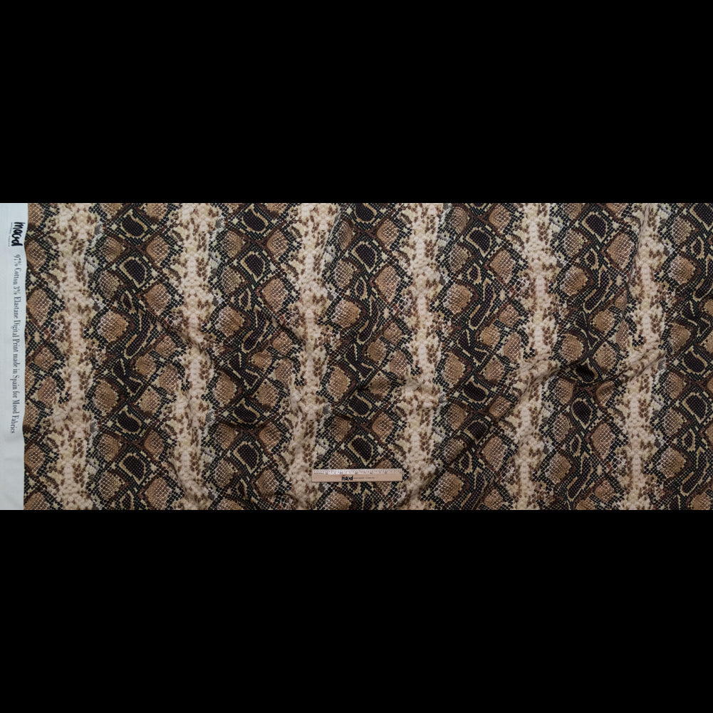 Stretch Cotton Sateen - Black and Beige Snakeskin - Slithering Sophistication Print - Mood Exclusive Serengeti Collection - Full Stretch Cotton Sateen - Black and Beige Snakeskin - Slithering Sophistication Print - Mood Exclusive Serengeti Collection - Full