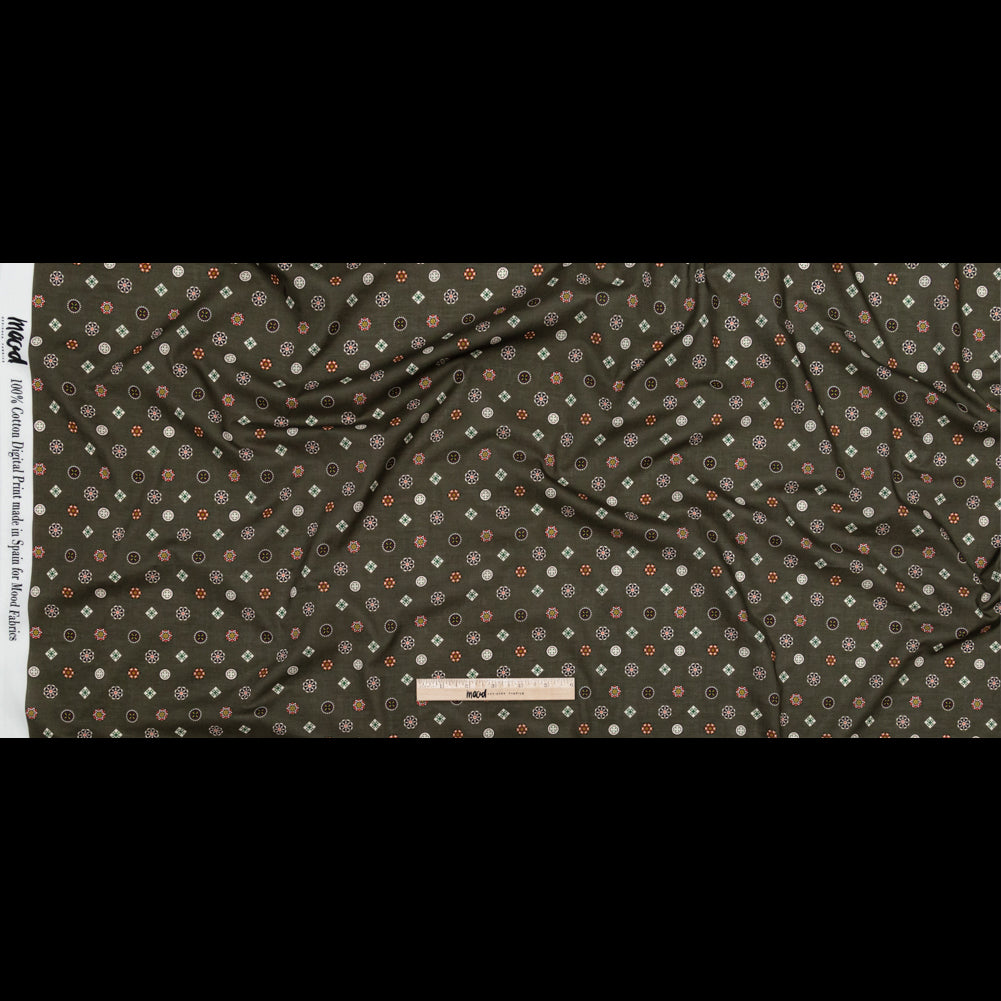 Cotton Voile - Olive Green LIttle Medallions - Emblematic Medallions Print - Mood Exclusive Serengeti Collection - Full Cotton Voile - Olive Green LIttle Medallions - Emblematic Medallions Print - Mood Exclusive Serengeti Collection - Full