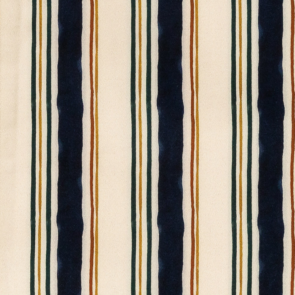 Stretch Cotton Sateen - Natural and Navy Stripes - Linear Transcendence Print - Mood Exclusive Tumunyana Collection - Detail Stretch Cotton Sateen - Natural and Navy Stripes - Linear Transcendence Print - Mood Exclusive Tumunyana Collection - Detail