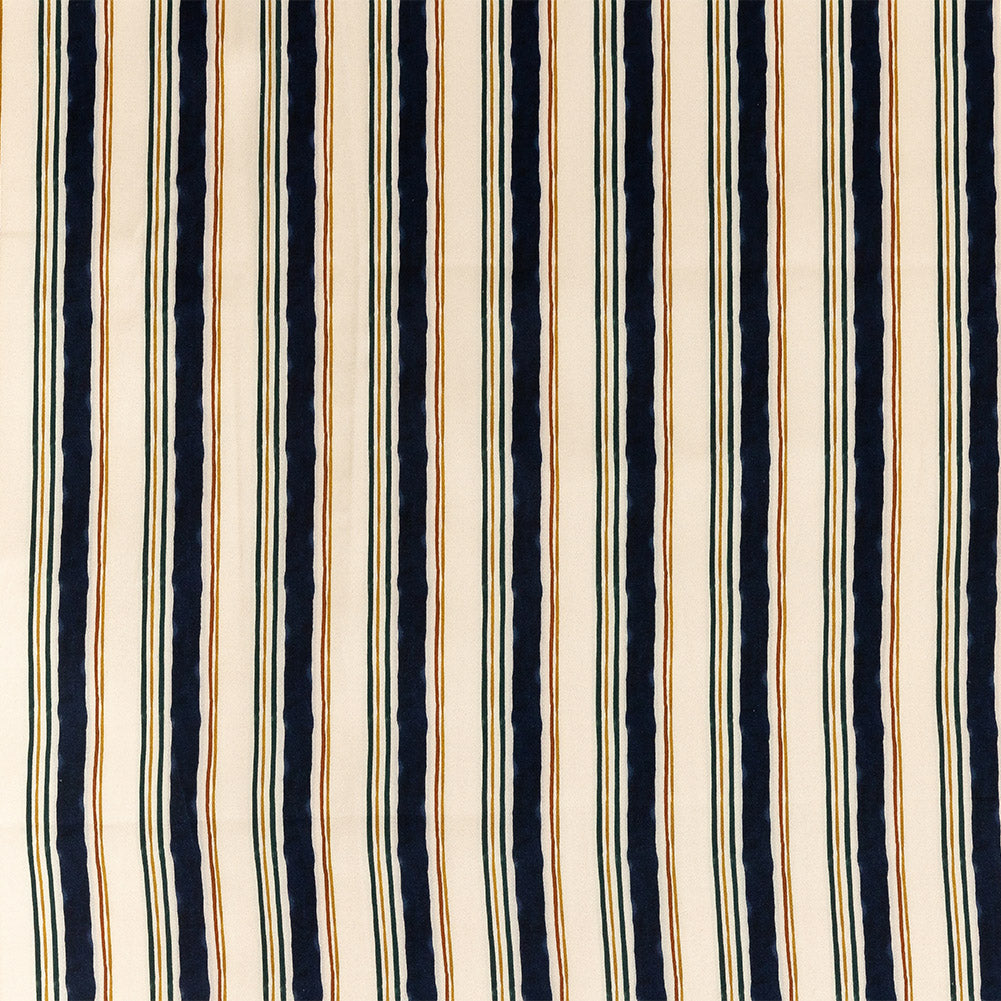 Stretch Cotton Sateen - Natural and Navy Stripes - Linear Transcendence Print - Mood Exclusive Tumunyana Collection Stretch Cotton Sateen - Natural and Navy Stripes - Linear Transcendence Print - Mood Exclusive Tumunyana Collection