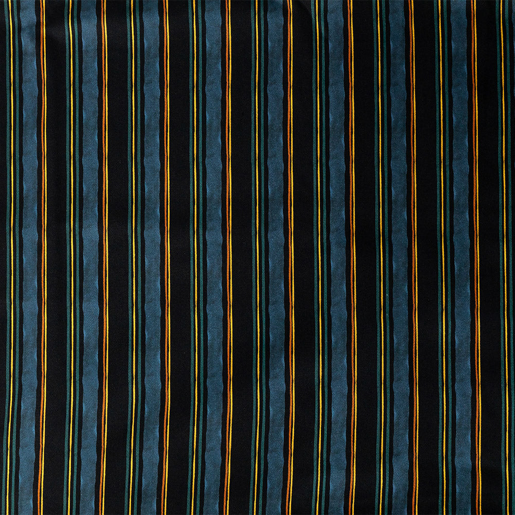 Stretch Cotton Sateen - Navy and Blue Stripes - Linear Transcendence Print - Mood Exclusive Tumunyana Collection Stretch Cotton Sateen - Navy and Blue Stripes - Linear Transcendence Print - Mood Exclusive Tumunyana Collection