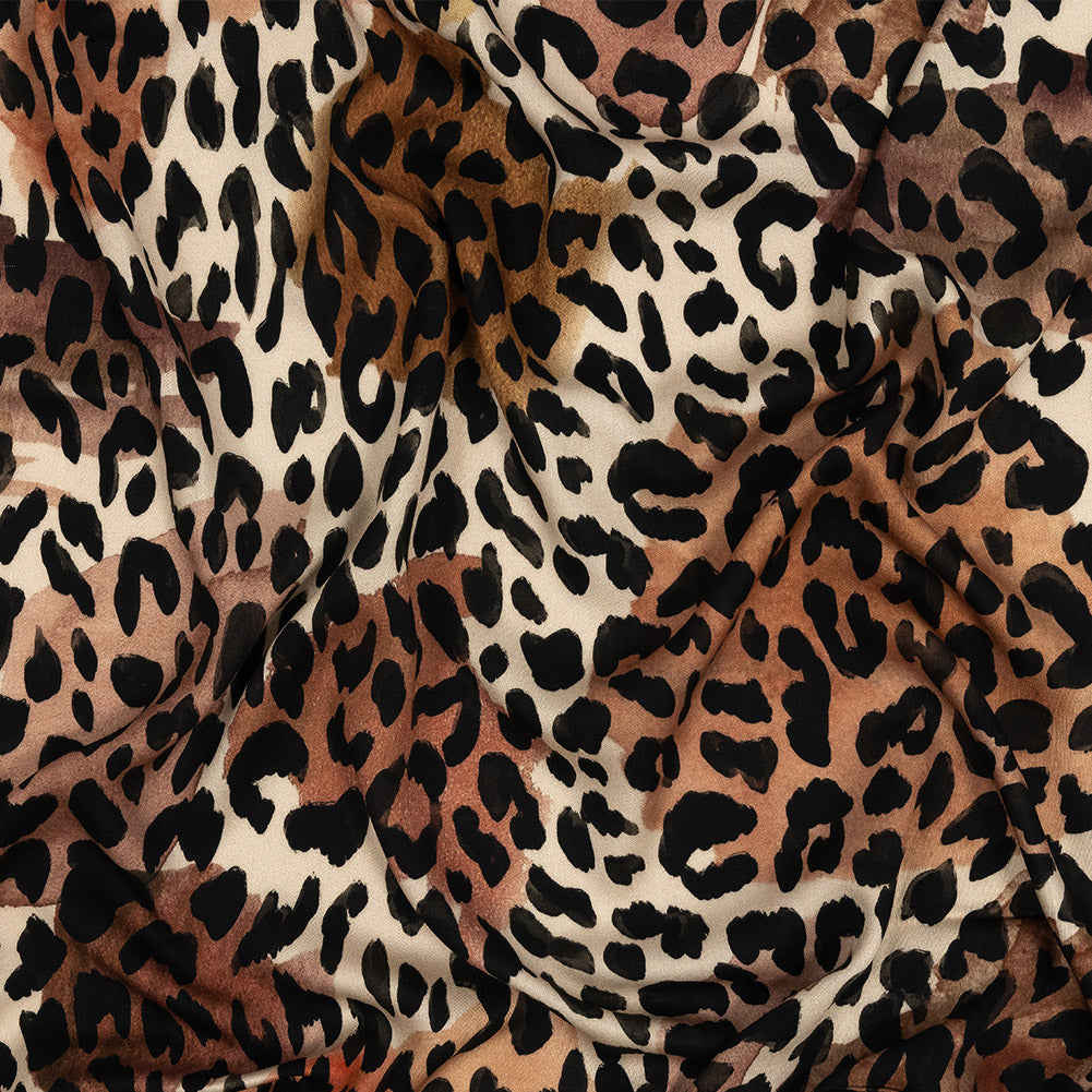 Rayon Challis - Beige and Black Leopard Spots - Animato Print - Mood Exclusive Viso Collection Rayon Challis - Beige and Black Leopard Spots - Animato Print - Mood Exclusive Viso Collection