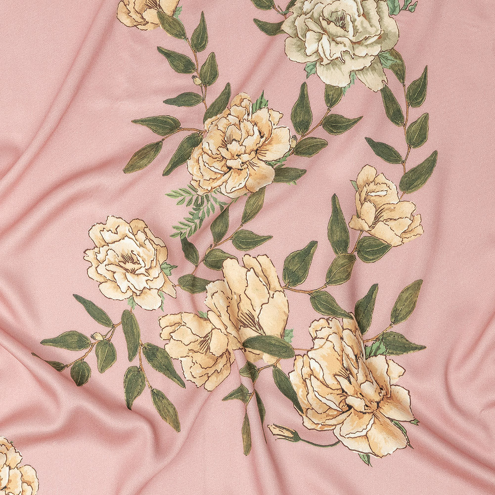 Rayon Challis - Pink and Yellow Roses - Grazie Print - Mood Exclusive Viso Collection Rayon Challis - Pink and Yellow Roses - Grazie Print - Mood Exclusive Viso Collection
