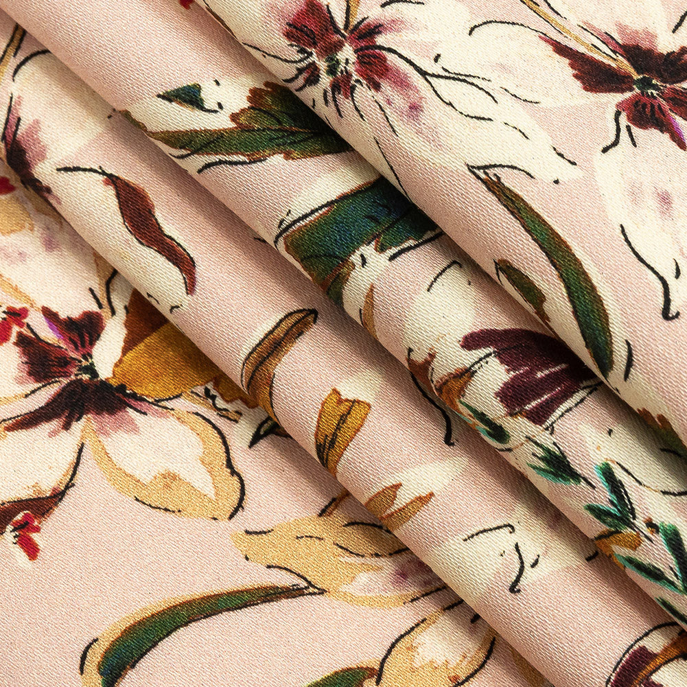 Stretch Cotton Sateen - Pink Floral - Primavera Print - Mood Exclusive Viso Collection Folded Stretch Cotton Sateen - Pink Floral - Primavera Print - Mood Exclusive Viso Collection Folded