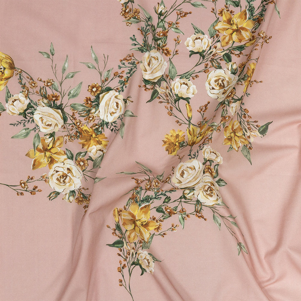 Cotton Voile - Pink, Yellow and White Rose Sprays - Bella Verona Print - Mood Exclusive Viso Collection Cotton Voile - Pink, Yellow and White Rose Sprays - Bella Verona Print - Mood Exclusive Viso Collection