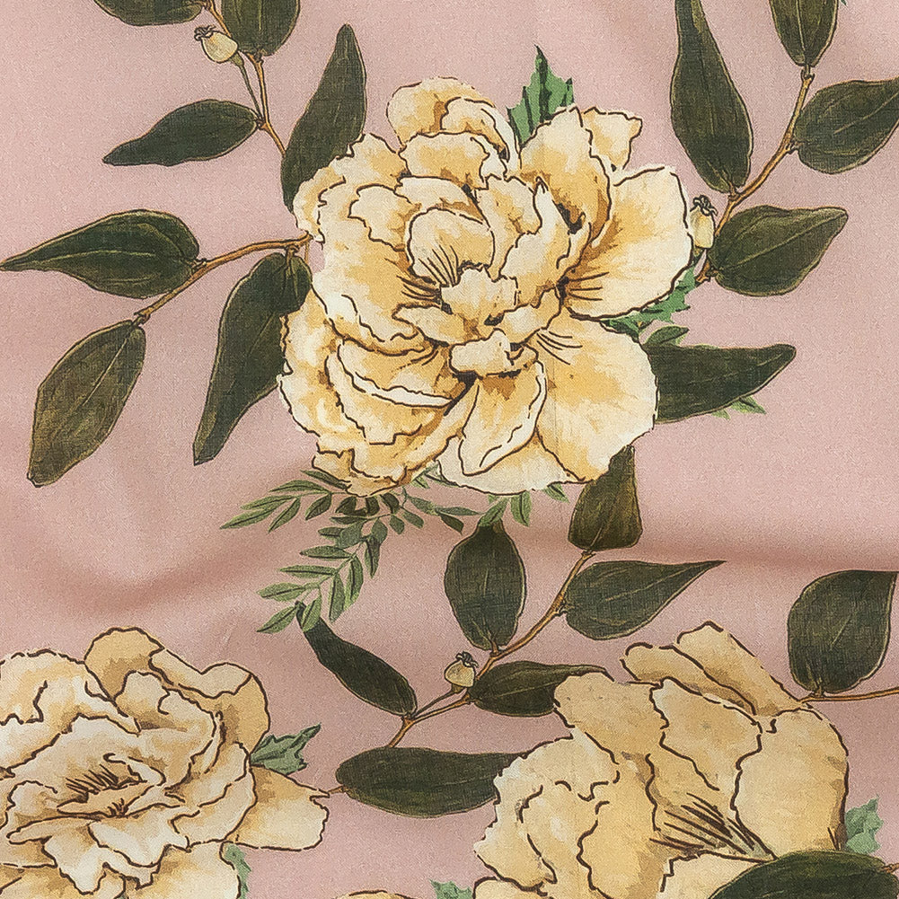 Cotton Voile - Pink and Yellow Roses - Grazie Print - Mood Exclusive Viso Collection - Detail Cotton Voile - Pink and Yellow Roses - Grazie Print - Mood Exclusive Viso Collection - Detail