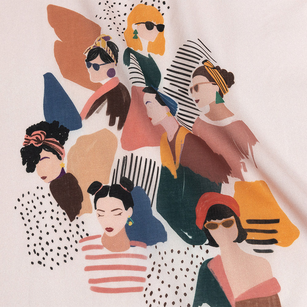Cotton Voile - Pink and Multi Fashionable Figures - Sulla Piazza Print - Mood Exclusive Viso Collection Cotton Voile - Pink and Multi Fashionable Figures - Sulla Piazza Print - Mood Exclusive Viso Collection