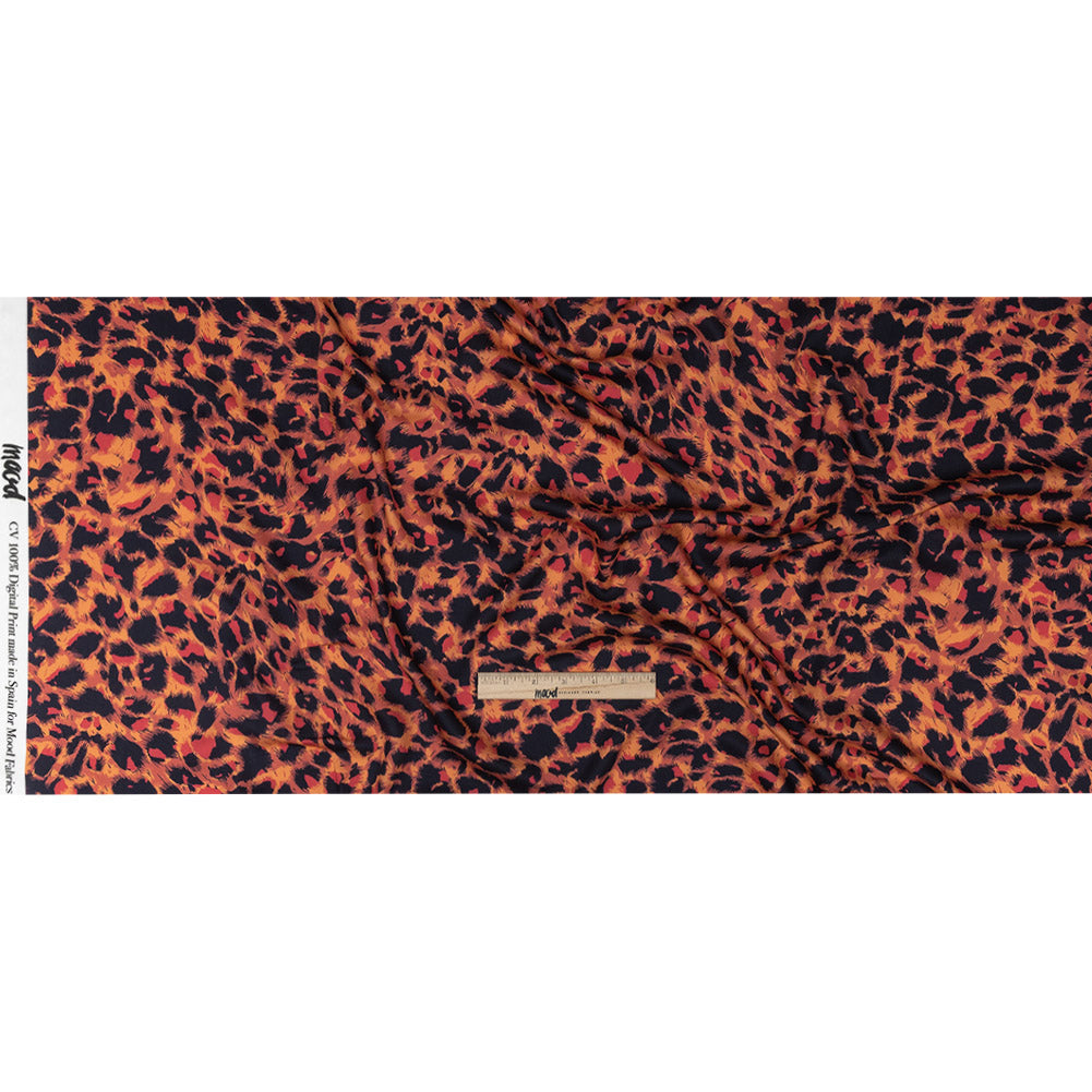 Rayon Challis - Pink and Orange Leopard Spots - Tijuca Sunrise Print - Mood Exclusive Rio Collection - Full Rayon Challis - Pink and Orange Leopard Spots - Tijuca Sunrise Print - Mood Exclusive Rio Collection - Full