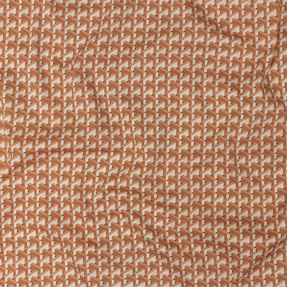 Stretch Cotton Sateen - Melon Geometric - Maloca Print - Mood Exclusive Rio Collection Stretch Cotton Sateen - Melon Geometric - Maloca Print - Mood Exclusive Rio Collection