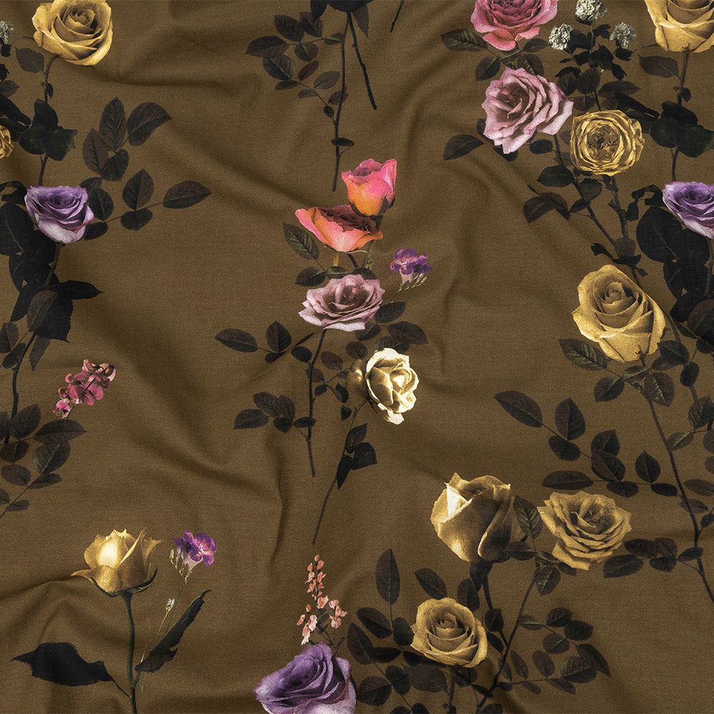 Cotton Voile - Olive Floral - Rosa da Selva Print - Mood Exclusive Rio Collection Cotton Voile - Olive Floral - Rosa da Selva Print - Mood Exclusive Rio Collection