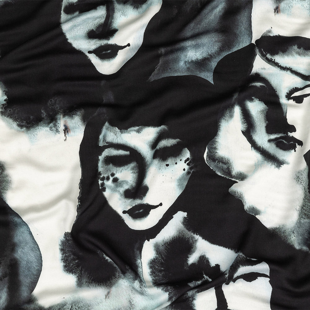 Rayon Challis - Black and White Ghostly Faces - Unearthly Portrait Print - Mood Exclusive Twilight Collection Rayon Challis - Black and White Ghostly Faces - Unearthly Portrait Print - Mood Exclusive Twilight Collection