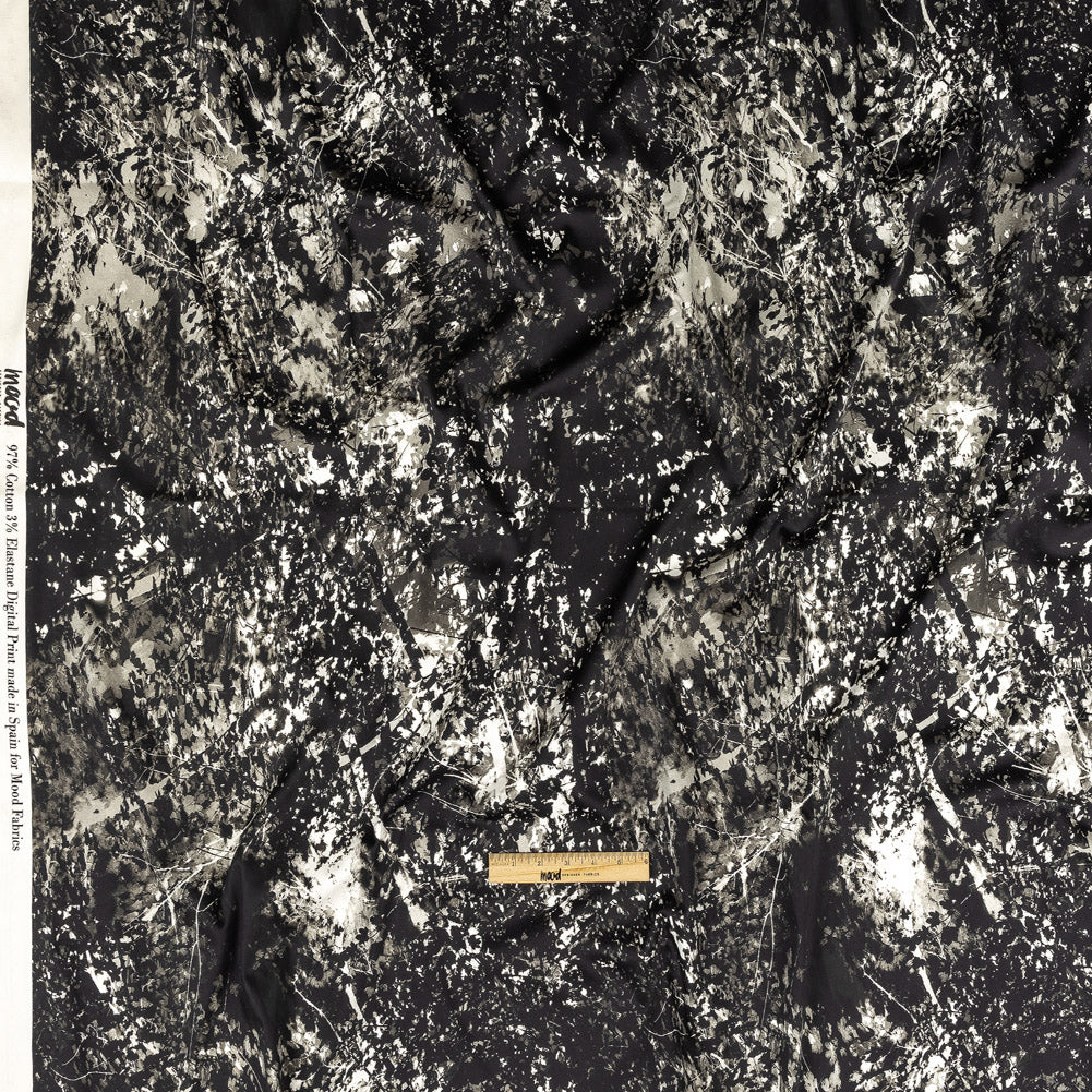 Stretch Cotton Sateen - Black and White Leafy Branches - Sylvan Spectres Print - Mood Exclusive Twilight Collection Full Stretch Cotton Sateen - Black and White Leafy Branches - Sylvan Spectres Print - Mood Exclusive Twilight Collection Full