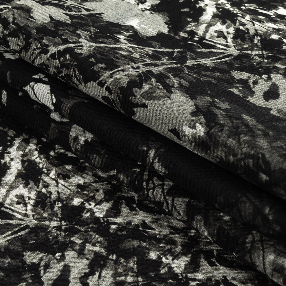 Cotton Voile - Black and White Leafy Branches - Sylvan Spectres Print - Mood Exclusive Twilight Collection Folded Cotton Voile - Black and White Leafy Branches - Sylvan Spectres Print - Mood Exclusive Twilight Collection Folded