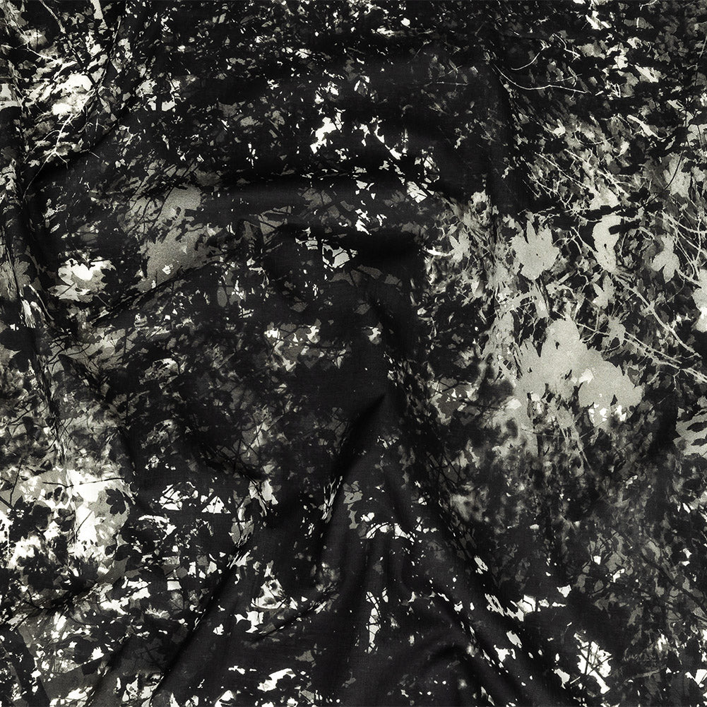 Cotton Voile - Black and White Leafy Branches - Sylvan Spectres Print - Mood Exclusive Twilight Collection Cotton Voile - Black and White Leafy Branches - Sylvan Spectres Print - Mood Exclusive Twilight Collection