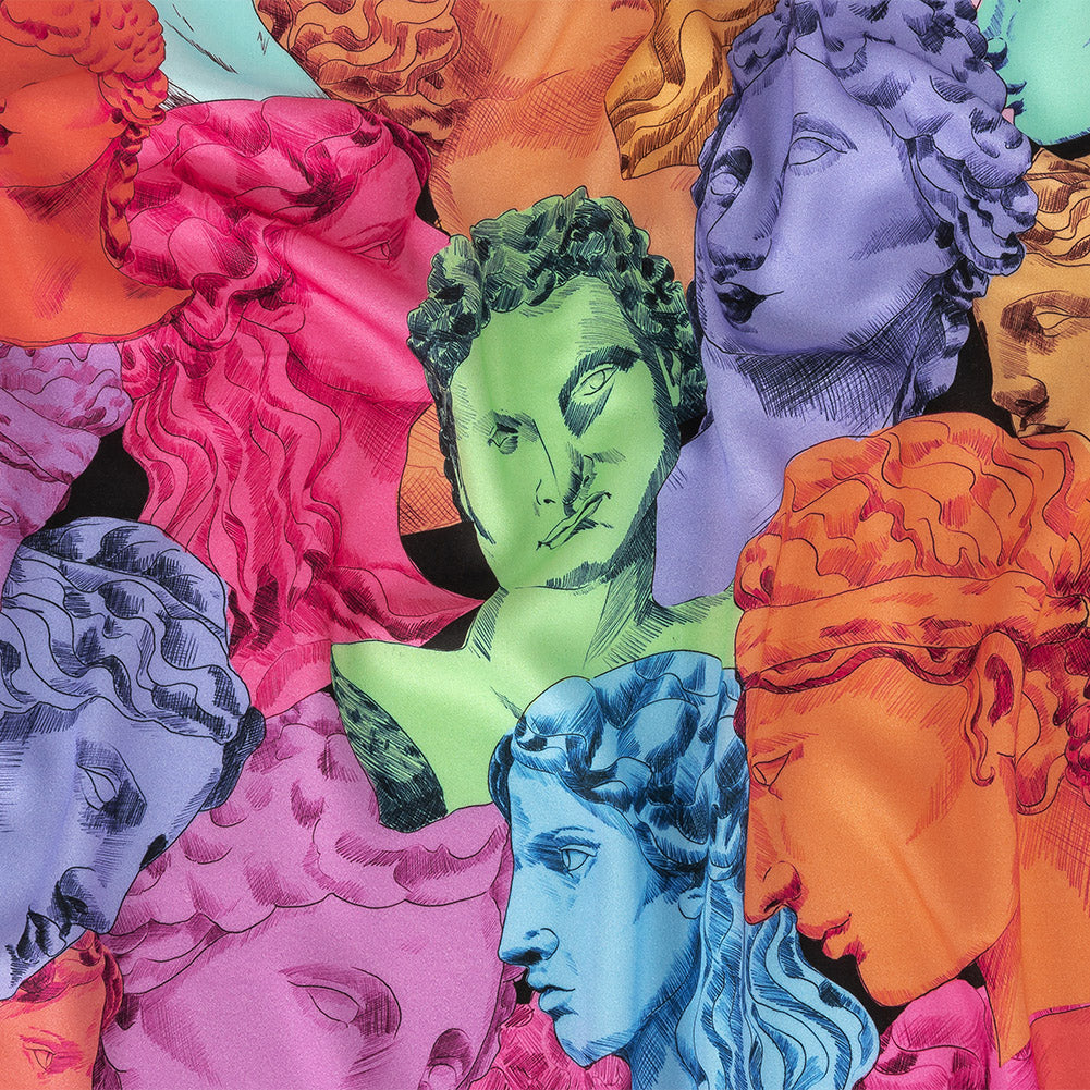 Rayon Challis - Rainbow Roman Busts - Saccharine Statuary Print - Mood Exclusive Sugar Collection Rayon Challis - Rainbow Roman Busts - Saccharine Statuary Print - Mood Exclusive Sugar Collection