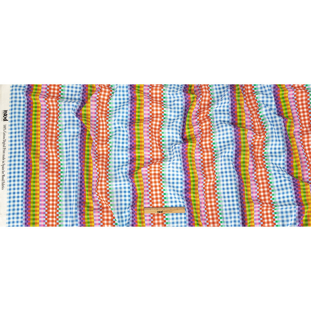 Cotton Voile - Rainbow Checkers - Picnic Patisserie Print - Mood Exclusive Sugar Collection - Full Cotton Voile - Rainbow Checkers - Picnic Patisserie Print - Mood Exclusive Sugar Collection - Full