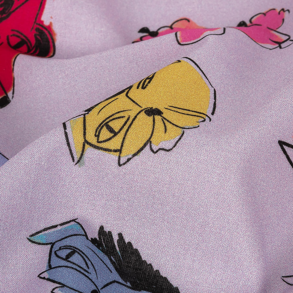 Cotton Voile - Lilac and Rainbow Dog Doodles - TREATS Print - Mood Exclusive Sugar Collection - Detail Cotton Voile - Lilac and Rainbow Dog Doodles - TREATS Print - Mood Exclusive Sugar Collection - Detail