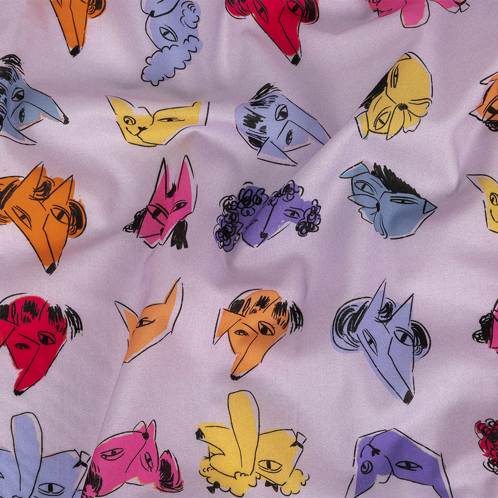 Cotton Voile - Lilac and Rainbow Dog Doodles - TREATS Print - Mood Exclusive Sugar Collection Cotton Voile - Lilac and Rainbow Dog Doodles - TREATS Print - Mood Exclusive Sugar Collection