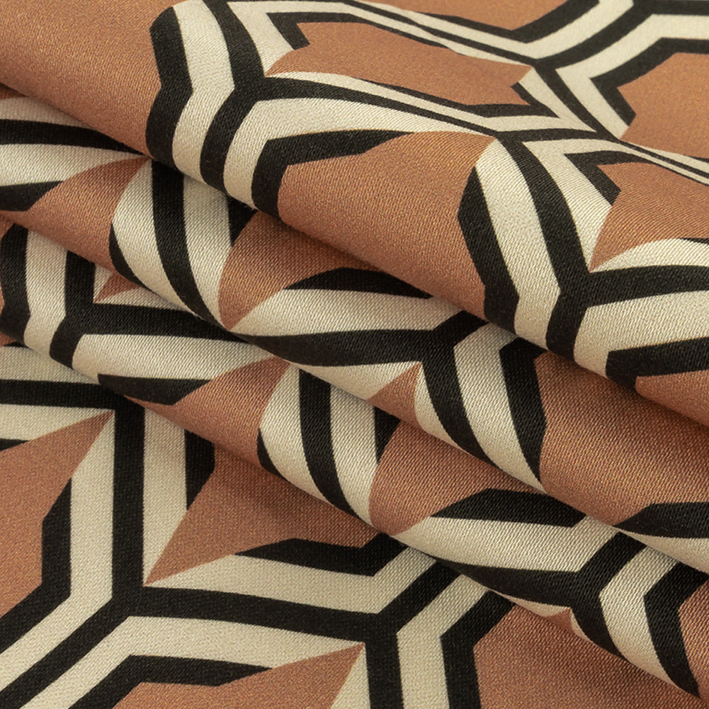 Stretch Cotton Sateen - Warm Tan Honeycomb Geometric - Sweet as Honey Print - Mood Exclusive Wisteria Collection Folded Stretch Cotton Sateen - Warm Tan Honeycomb Geometric - Sweet as Honey Print - Mood Exclusive Wisteria Collection Folded