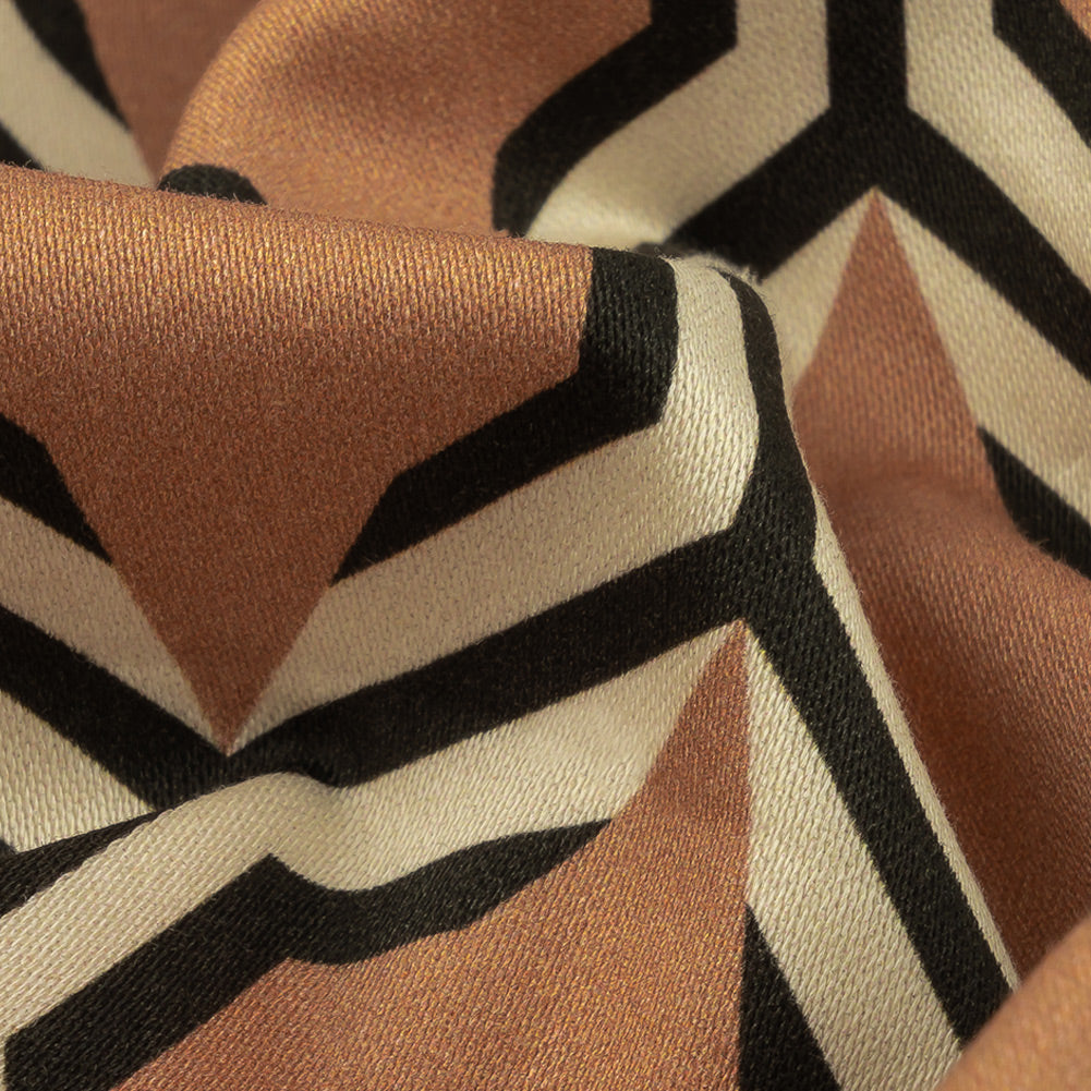 Stretch Cotton Sateen - Warm Tan Honeycomb Geometric - Sweet as Honey Print - Mood Exclusive Wisteria Collection Detail Stretch Cotton Sateen - Warm Tan Honeycomb Geometric - Sweet as Honey Print - Mood Exclusive Wisteria Collection Detail