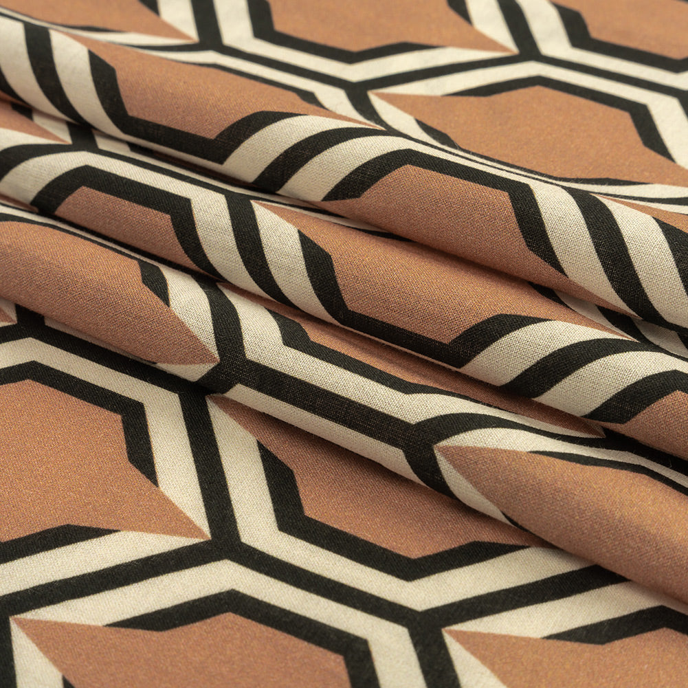 Cotton Voile - Warm Tan Honeycomb Geometric - Sweet as Honey Print - Mood Exclusive Wisteria Collection Folded Cotton Voile - Warm Tan Honeycomb Geometric - Sweet as Honey Print - Mood Exclusive Wisteria Collection Folded