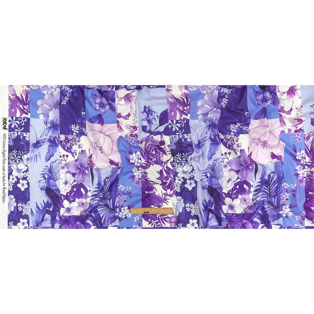 Cotton Voile - Purple Floral Patchwork - Periwinkle Patch Print - Mood Exclusive Indigo Collection - Full Cotton Voile - Purple Floral Patchwork - Periwinkle Patch Print - Mood Exclusive Indigo Collection - Full