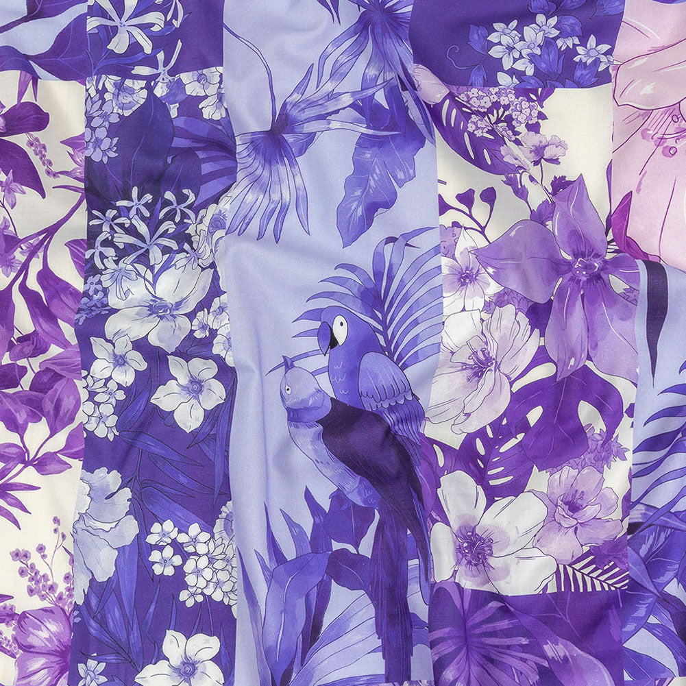 Cotton Voile - Purple Floral Patchwork - Periwinkle Patch Print - Mood Exclusive Indigo Collection Cotton Voile - Purple Floral Patchwork - Periwinkle Patch Print - Mood Exclusive Indigo Collection