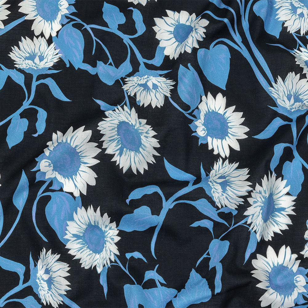 Cotton Voile - Blue Floral - Adore You Print - Mood Exclusive Indigo Collection Cotton Voile - Blue Floral - Adore You Print - Mood Exclusive Indigo Collection