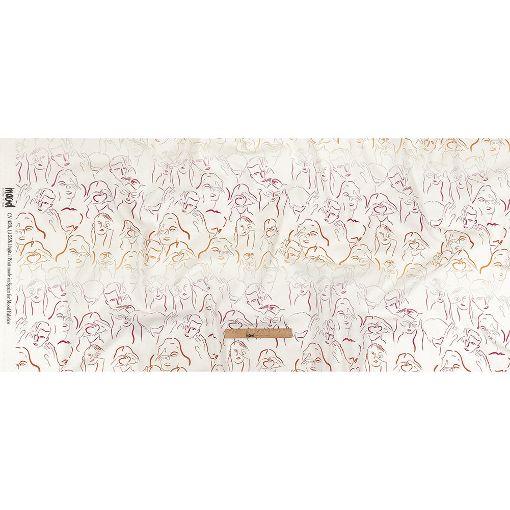 Linen and Rayon Woven - Pink, White and Orange Faces and Hands - Language of Love Print - Mood Exclusive Pride Collection - Full Linen and Rayon Woven - Pink, White and Orange Faces and Hands - Language of Love Print - Mood Exclusive Pride Collection - Full