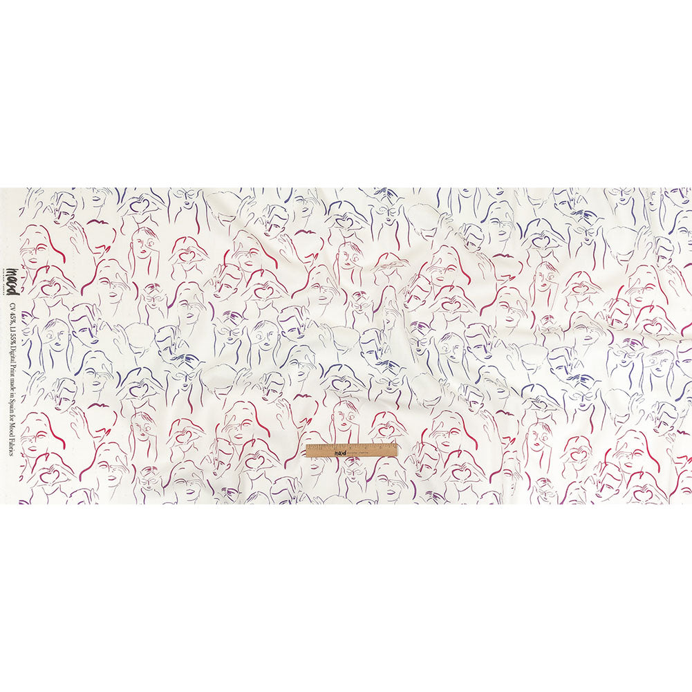 Linen and Rayon Woven - Purple, Pink and Blue Faces and Hands - Language of Love Print - Mood Exclusive Pride Collection - Full Linen and Rayon Woven - Purple, Pink and Blue Faces and Hands - Language of Love Print - Mood Exclusive Pride Collection - Full
