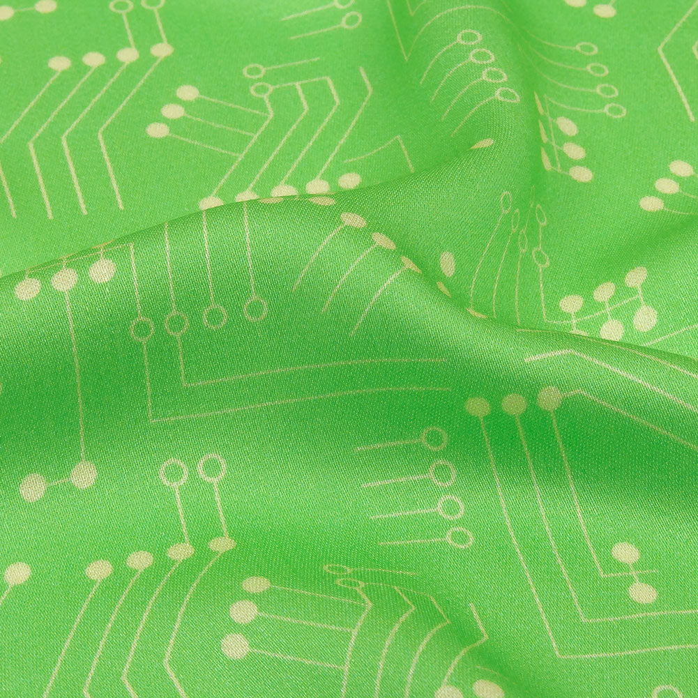 Rayon Challis - Green Circuit Board Dots - Circuit Breaker Print - Mood Exclusive Citrus Collection - Detail Rayon Challis - Green Circuit Board Dots - Circuit Breaker Print - Mood Exclusive Citrus Collection - Detail