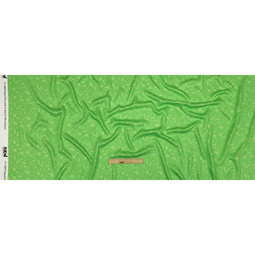 Rayon Challis - Green Circuit Board Dots - Circuit Breaker Print - Mood Exclusive Citrus Collection - Full Rayon Challis - Green Circuit Board Dots - Circuit Breaker Print - Mood Exclusive Citrus Collection - Full