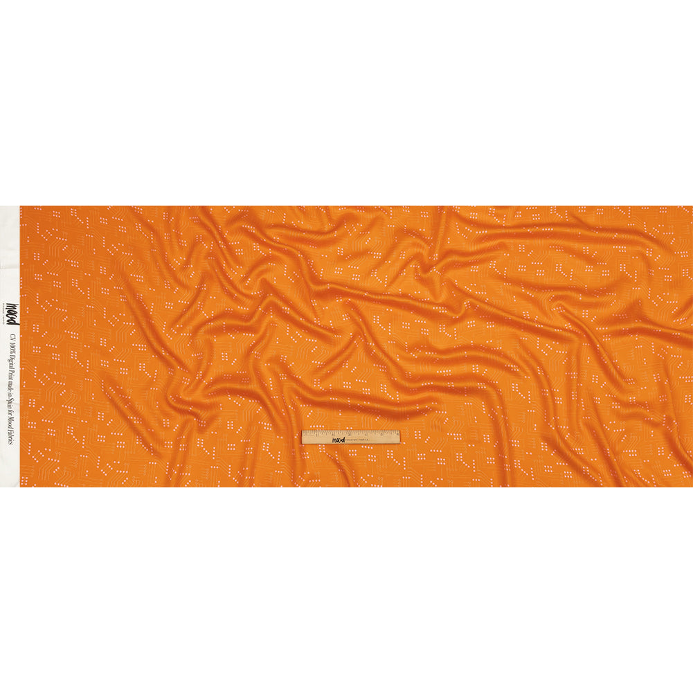 Rayon Challis - Orange Circuit Board Dots - Circuit Breaker Print - Mood Exclusive Citrus Collection - Full Rayon Challis - Orange Circuit Board Dots - Circuit Breaker Print - Mood Exclusive Citrus Collection - Full