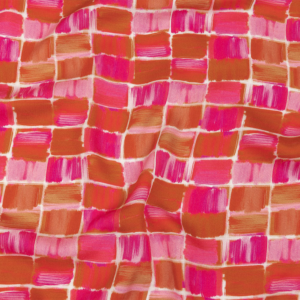 Rayon Challis - Pink Painted Squares - Swatch Me Print - Mood Exclusive Citrus Collection Rayon Challis - Pink Painted Squares - Swatch Me Print - Mood Exclusive Citrus Collection