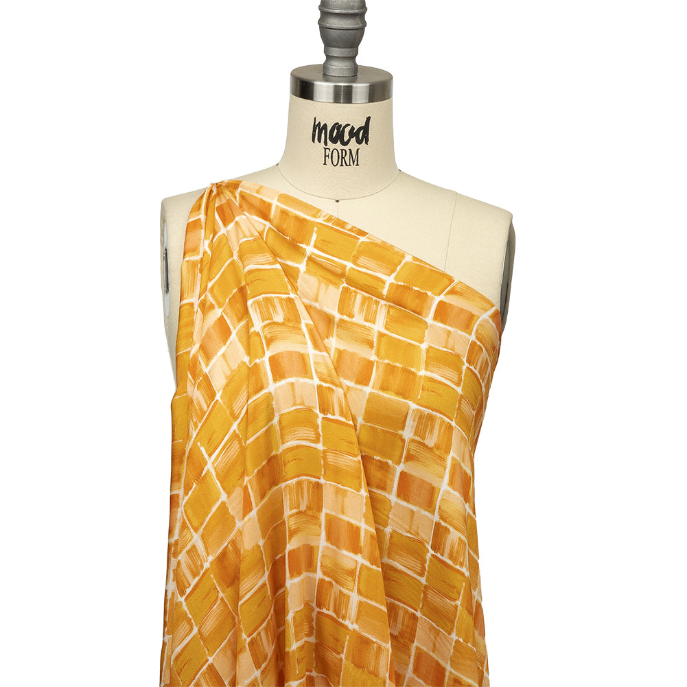 Rayon Challis - Yellow Painted Squares - Swatch Me Print - Mood Exclusive Citrus Collection - Drape Rayon Challis - Yellow Painted Squares - Swatch Me Print - Mood Exclusive Citrus Collection - Drape