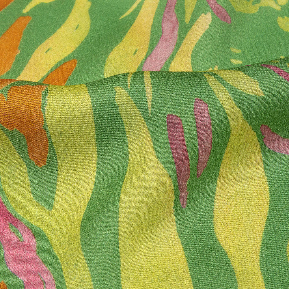 Rayon Challis - Green and Pink Tiger Stripes - Rainforest Refreshment Print - Mood Exclusive Citrus Collection - Detail Rayon Challis - Green and Pink Tiger Stripes - Rainforest Refreshment Print - Mood Exclusive Citrus Collection - Detail